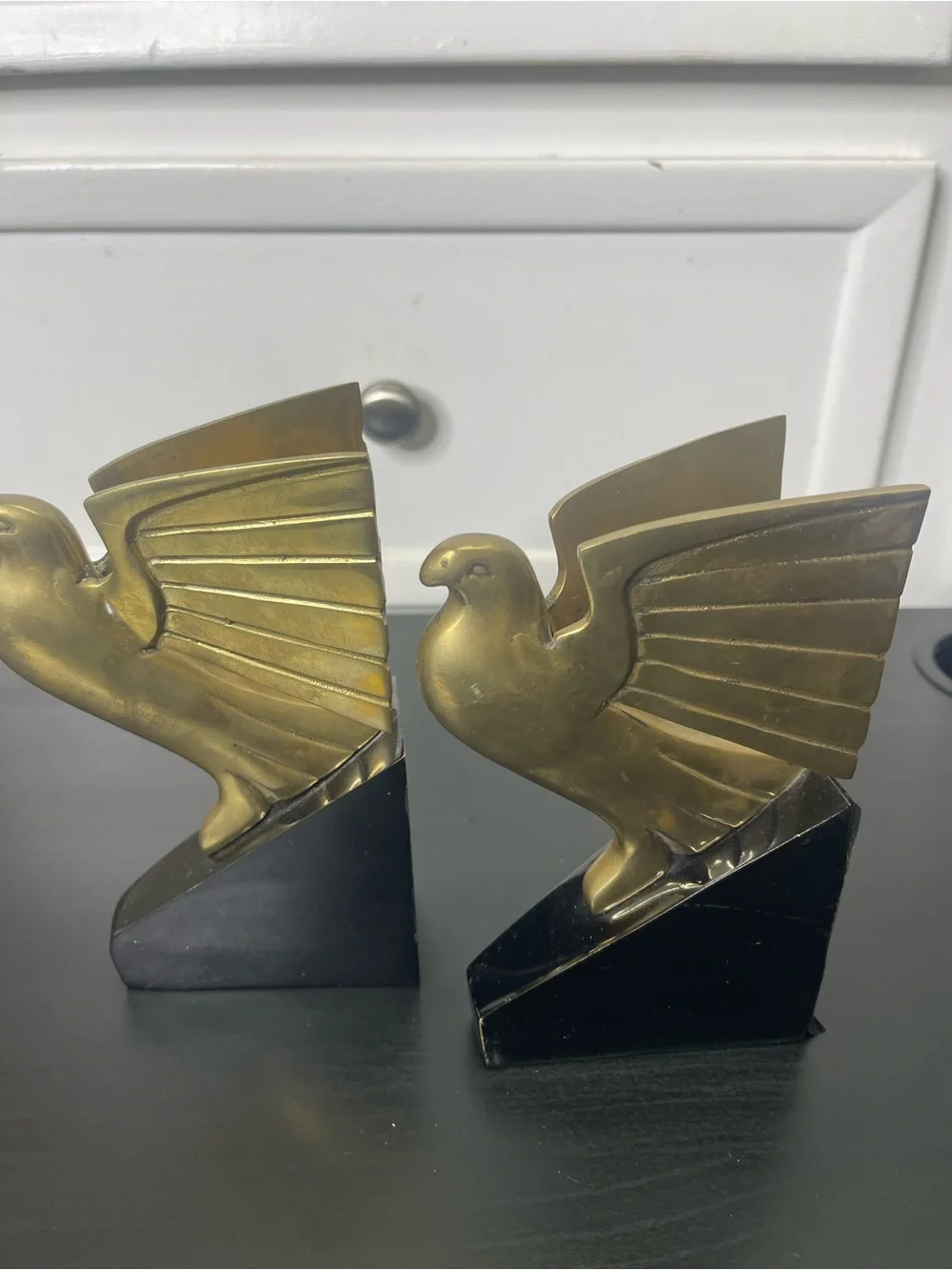 Vintage 1970s Brass  Bird Dove Pigeon Eagle  Bookend Korea Art Deco MCM